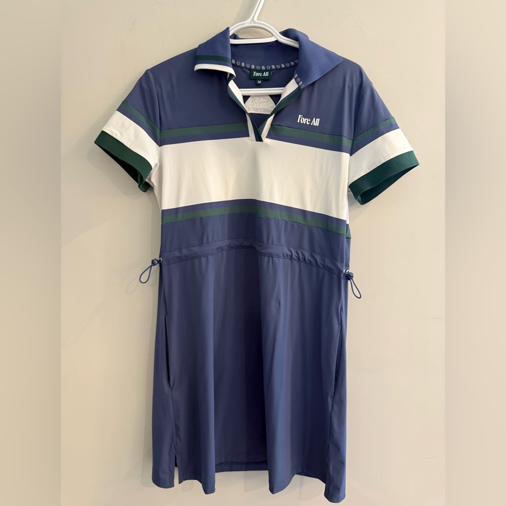 Fore All Blue and White Golf Polo Dress